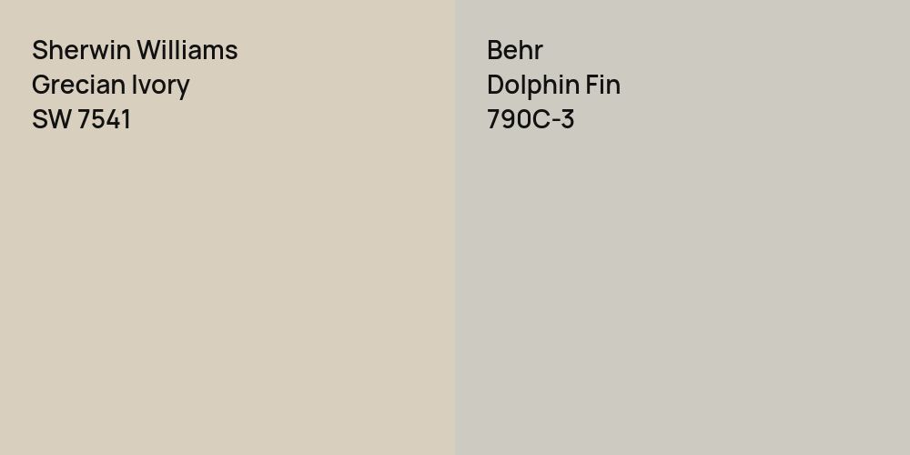 Sherwin Williams Grecian Ivory vs. Behr Dolphin Fin