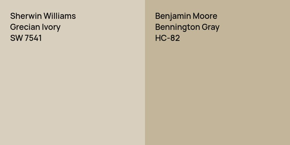 Sherwin Williams Grecian Ivory vs. Benjamin Moore Bennington Gray