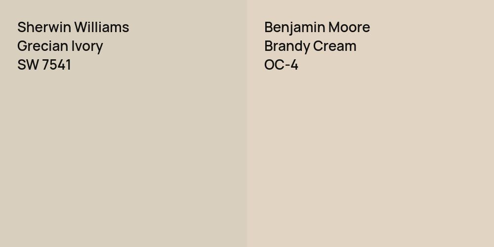 Sherwin Williams Grecian Ivory vs. Benjamin Moore Brandy Cream