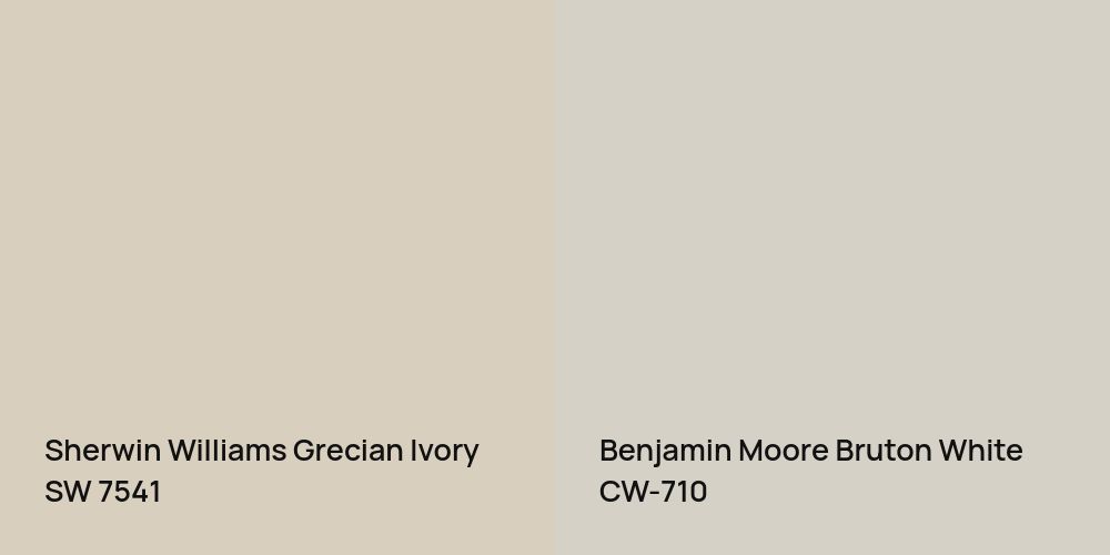 Sherwin Williams Grecian Ivory vs. Benjamin Moore Bruton White