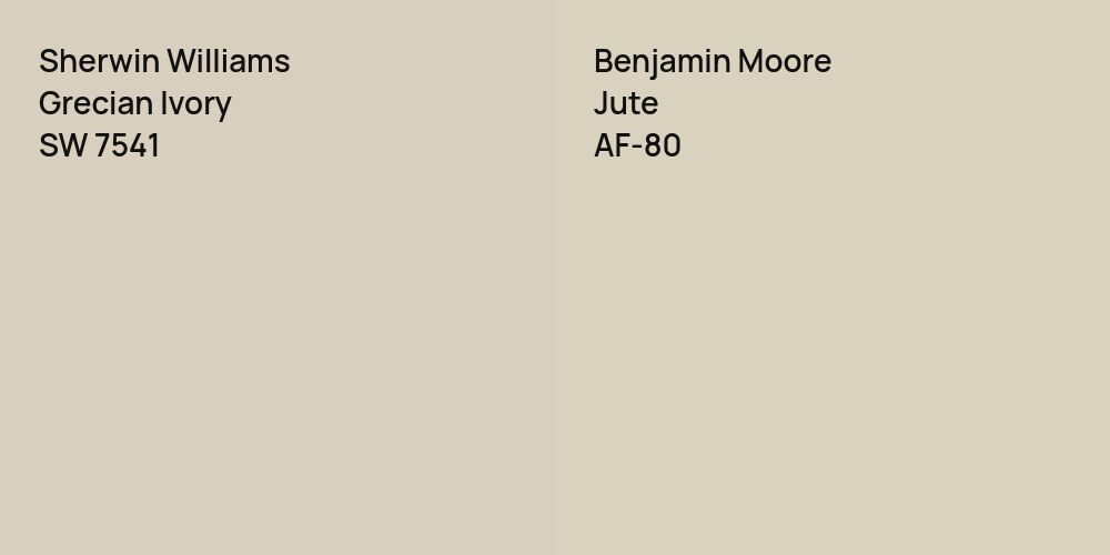 Sherwin Williams Grecian Ivory vs. Benjamin Moore Jute