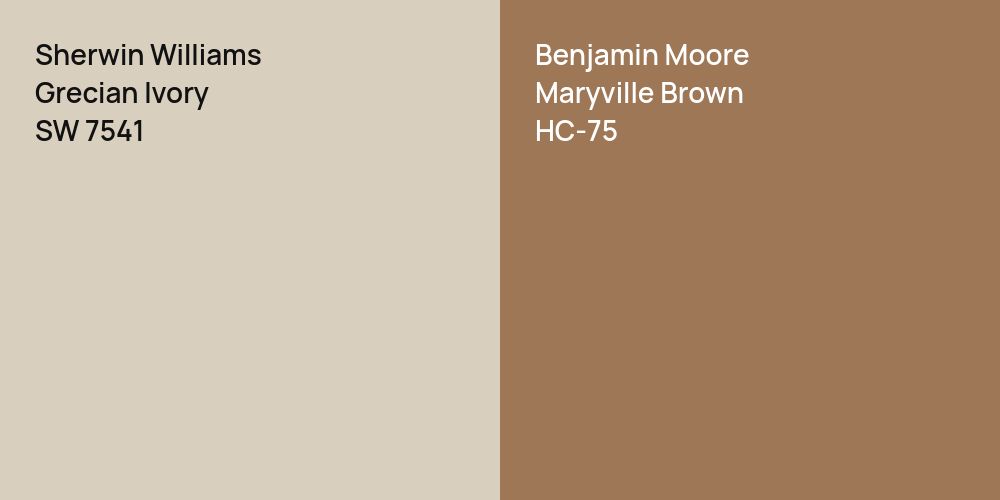 Sherwin Williams Grecian Ivory vs. Benjamin Moore Maryville Brown