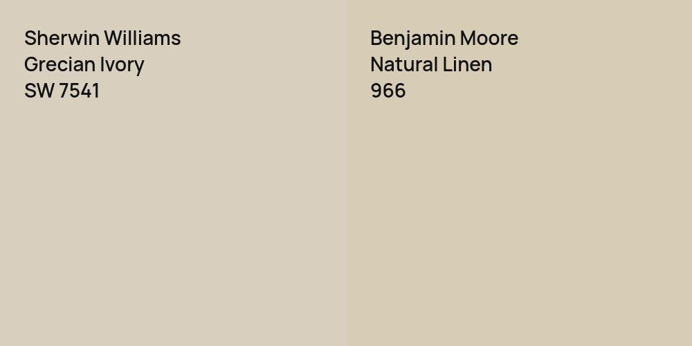 Sherwin Williams Grecian Ivory vs. Benjamin Moore Natural Linen