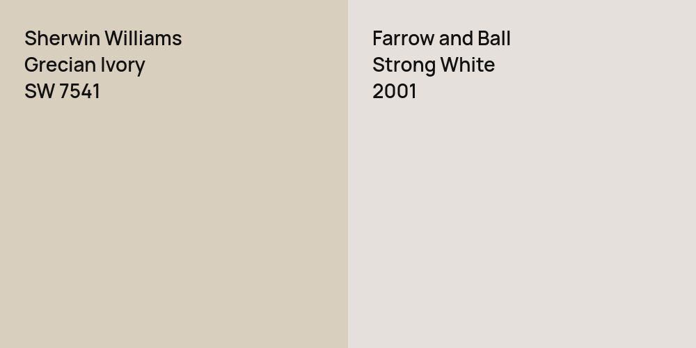 Sherwin Williams Grecian Ivory vs. Farrow and Ball Strong White