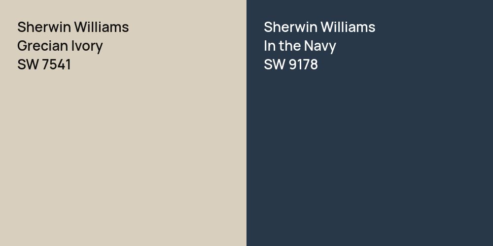 Sherwin Williams Grecian Ivory vs. Sherwin Williams In the Navy