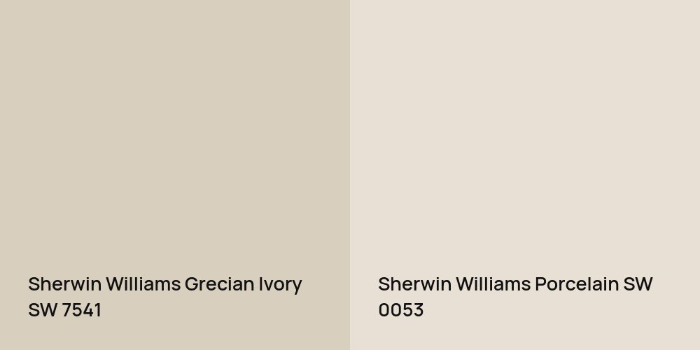 Sherwin Williams Grecian Ivory vs. Sherwin Williams Porcelain