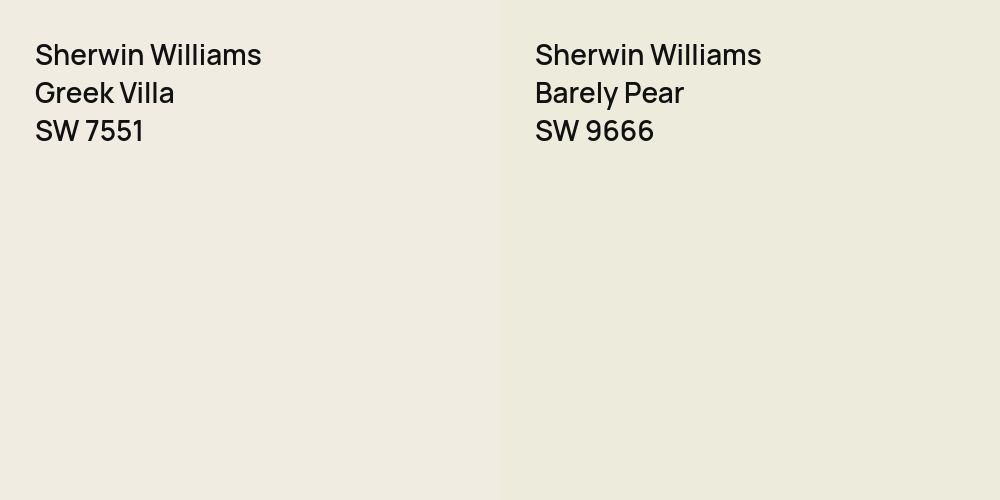 Sherwin Williams Greek Villa vs. Sherwin Williams Barely Pear