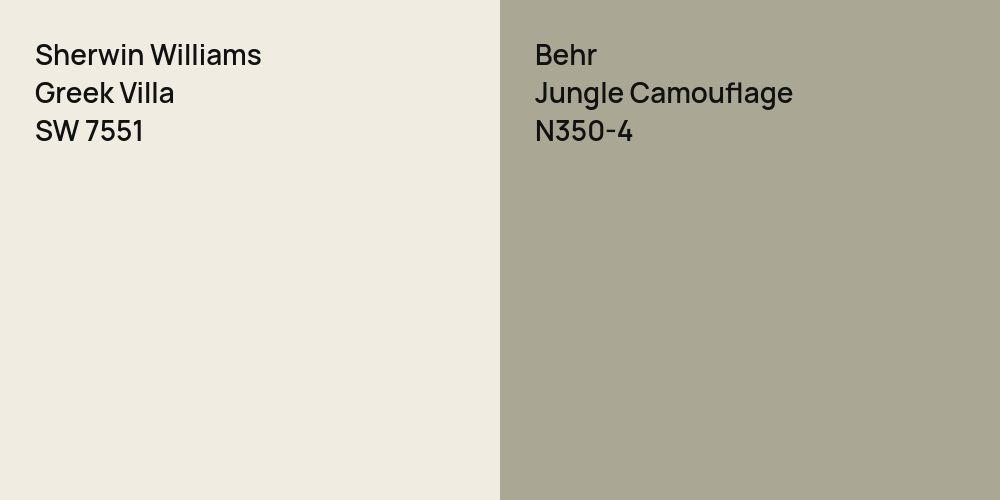 Sherwin Williams Greek Villa vs. Behr Jungle Camouflage