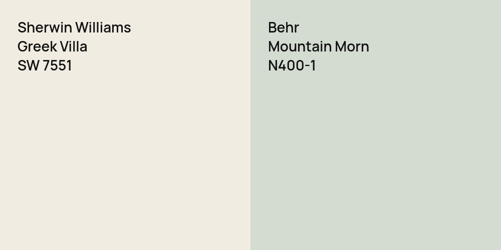 Sherwin Williams Greek Villa vs. Behr Mountain Morn