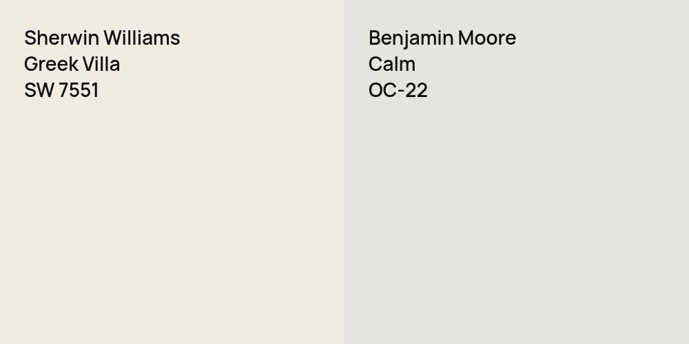 Sherwin Williams Greek Villa vs. Benjamin Moore Calm