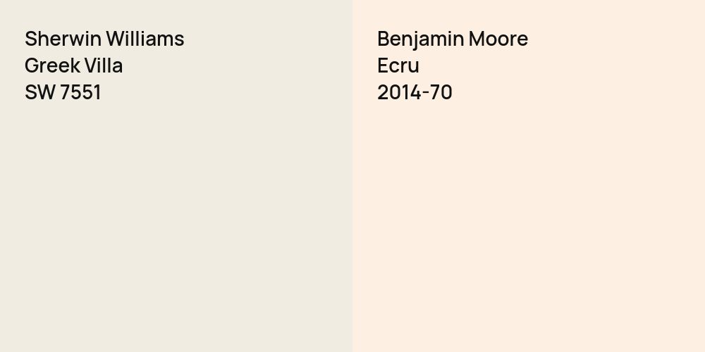 Sherwin Williams Greek Villa vs. Benjamin Moore Ecru