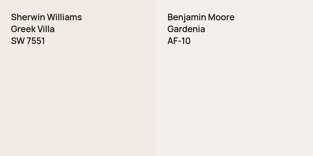 Sherwin Williams Greek Villa vs. Benjamin Moore Gardenia