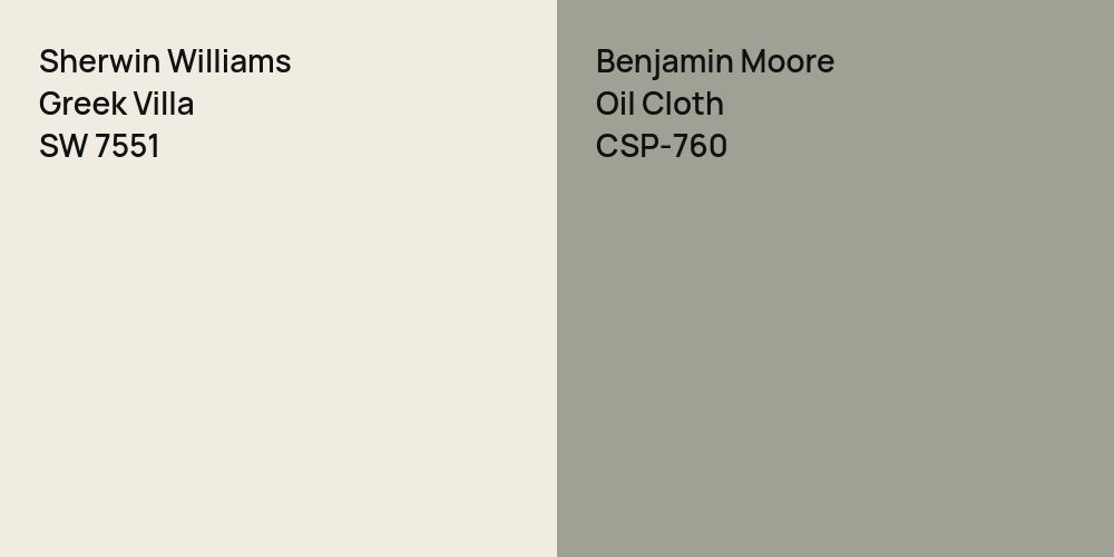 Sherwin Williams Greek Villa vs. Benjamin Moore Oil Cloth