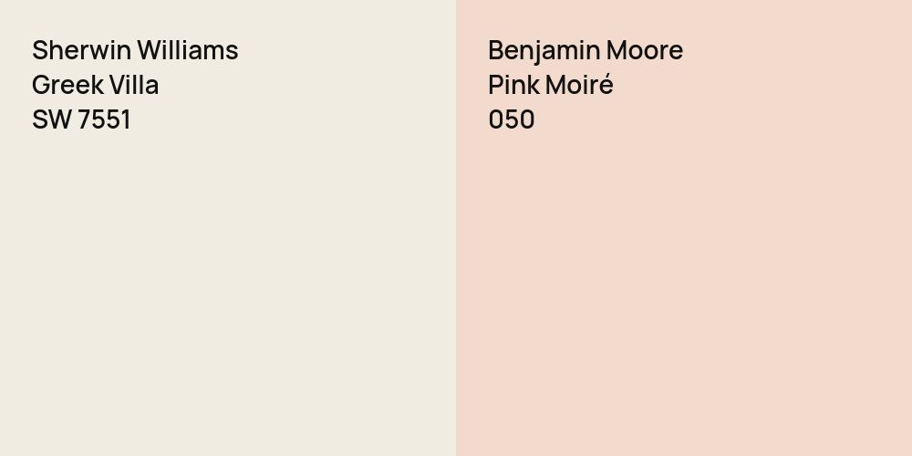 Sherwin Williams Greek Villa vs. Benjamin Moore Pink Moiré