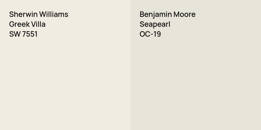 Sherwin Williams Greek Villa vs. Benjamin Moore Seapearl