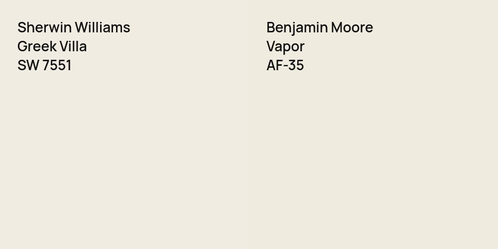 Sherwin Williams Greek Villa vs. Benjamin Moore Vapor