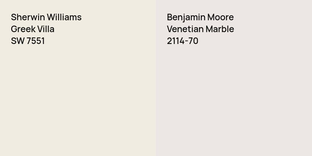 Sherwin Williams Greek Villa vs. Benjamin Moore Venetian Marble