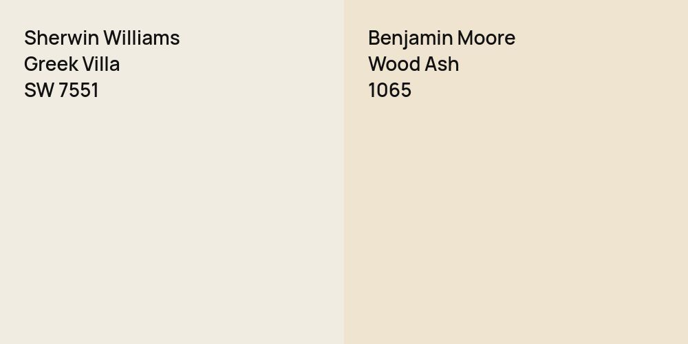 Sherwin Williams Greek Villa vs. Benjamin Moore Wood Ash