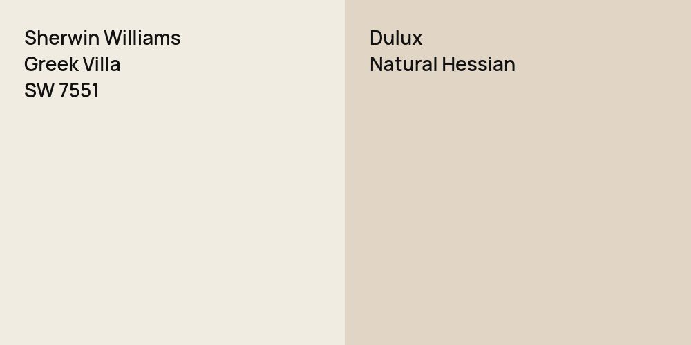 Sherwin Williams Greek Villa vs. Dulux Natural Hessian