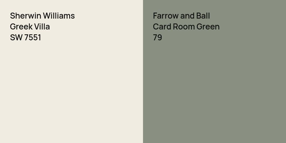 Sherwin Williams Greek Villa vs. Farrow and Ball Card Room Green