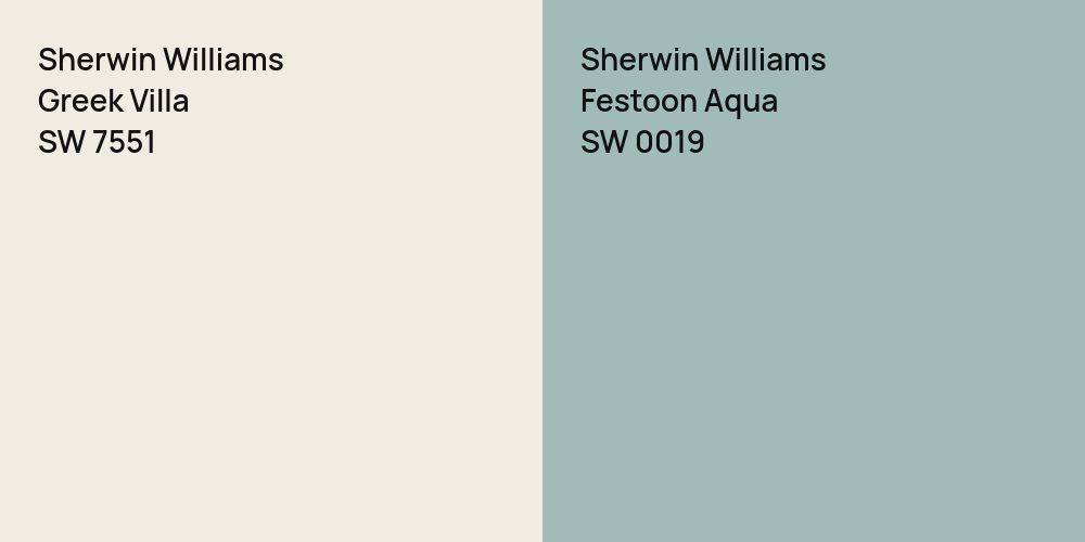 Sherwin Williams Greek Villa vs. Sherwin Williams Festoon Aqua