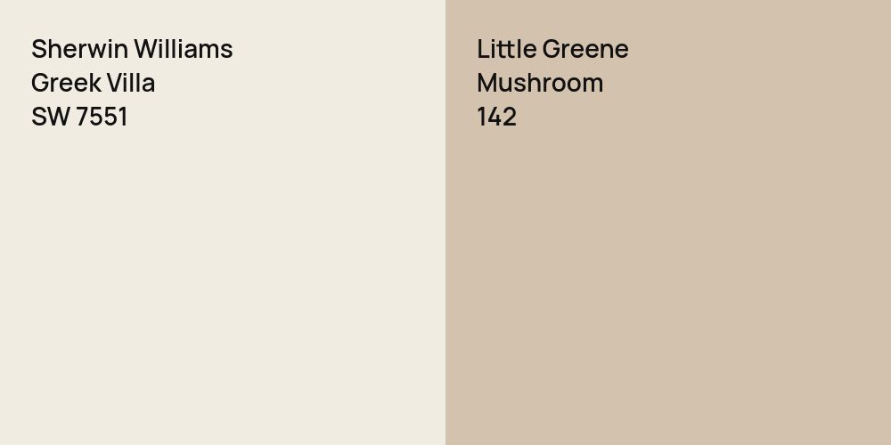 Sherwin Williams Greek Villa vs. Little Greene Mushroom