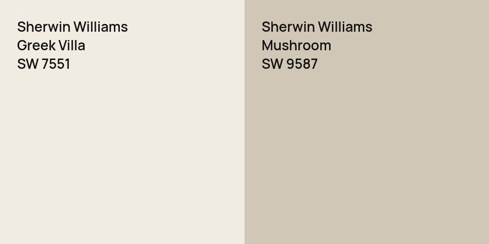 Sherwin Williams Greek Villa vs. Sherwin Williams Mushroom