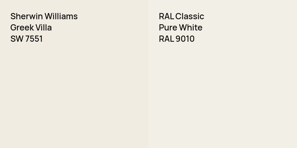 Sherwin Williams Greek Villa vs. RAL Classic Pure White