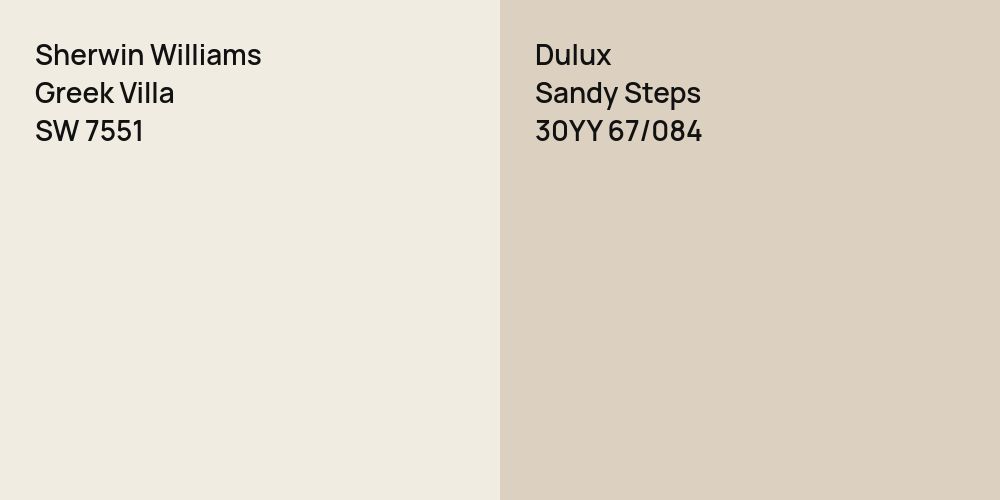 Sherwin Williams Greek Villa vs. Dulux Sandy Steps