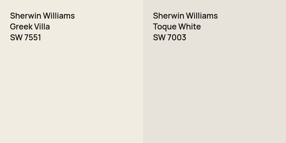 Sherwin Williams Greek Villa vs. Sherwin Williams Toque White