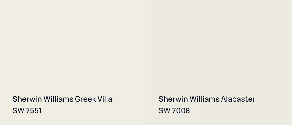 Sherwin Williams Greek Villa SW 7551 vs Sherwin Williams Alabaster SW 7008