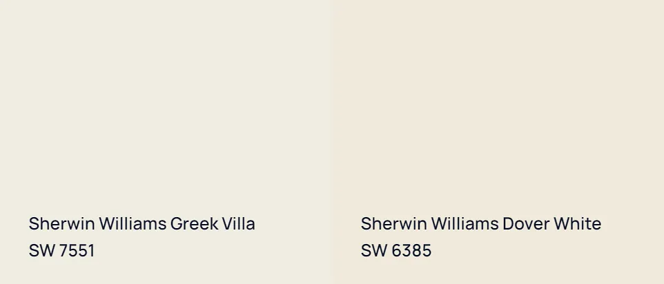 Sherwin Williams Greek Villa SW 7551 vs Sherwin Williams Dover White SW 6385