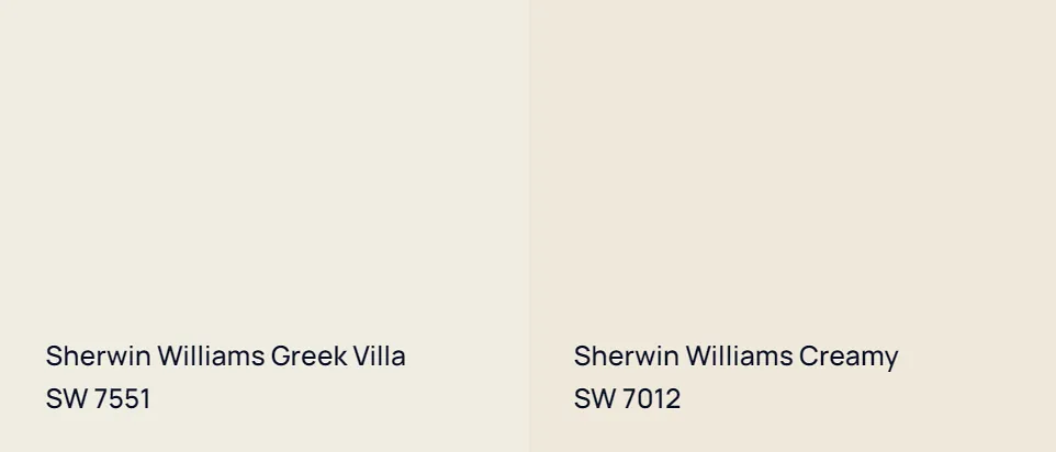 Sherwin Williams Greek Villa SW 7551 vs Sherwin Williams Creamy SW 7012
