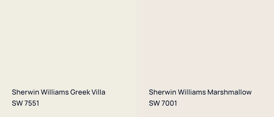 Sherwin Williams Greek Villa SW 7551 vs Sherwin Williams Marshmallow SW 7001
