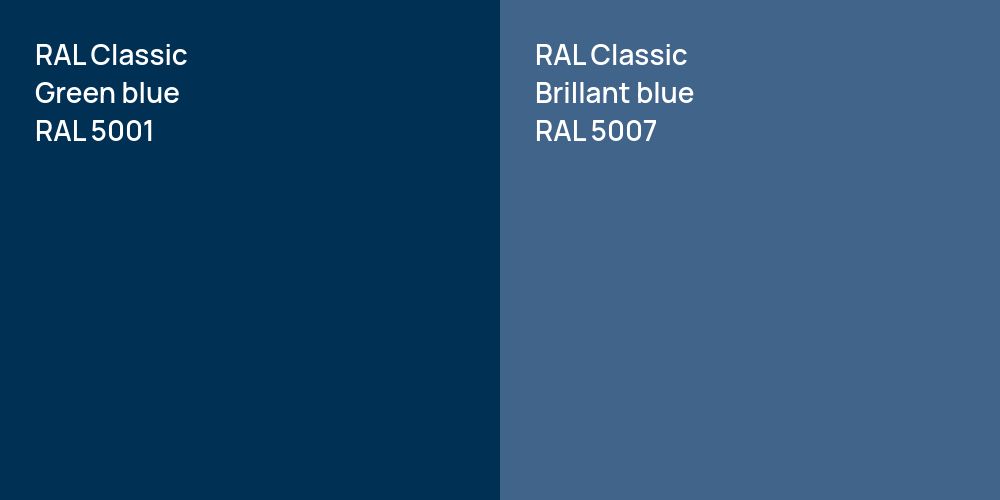 RAL Classic Green blue vs. RAL Classic Brillant blue