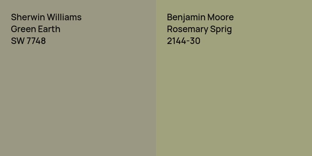 Sherwin Williams Green Earth vs. Benjamin Moore Rosemary Sprig