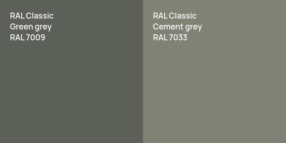 RAL Classic  Green grey vs. RAL Classic  Cement grey