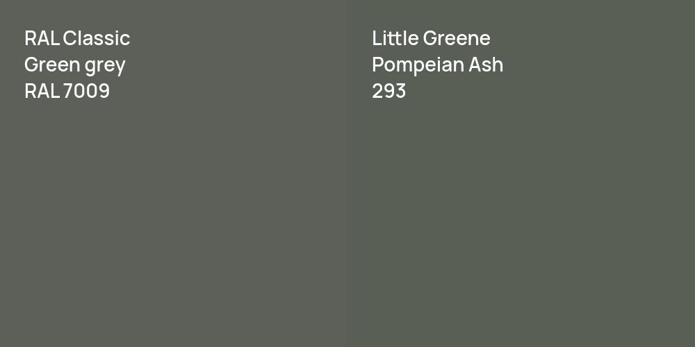 RAL Classic  Green grey vs. Little Greene Pompeian Ash