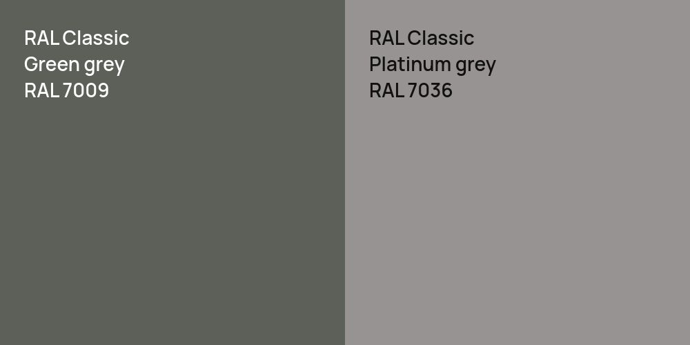 RAL Classic  Green grey vs. RAL Classic  Platinum grey