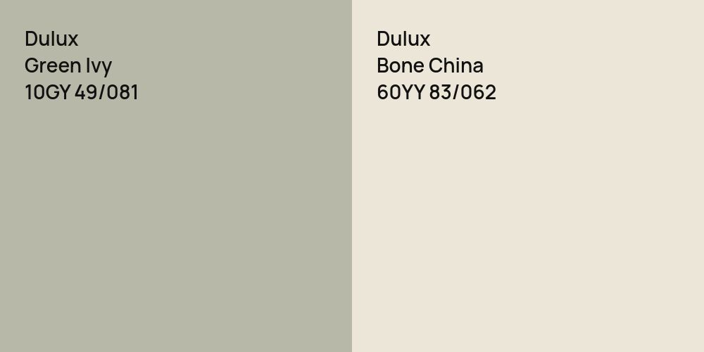 Dulux Green Ivy vs. Dulux Bone China