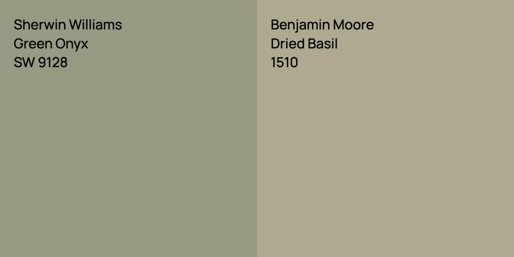 Sherwin Williams Green Onyx vs. Benjamin Moore Dried Basil