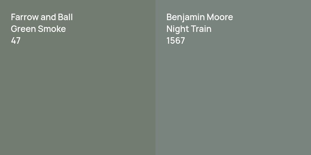 Farrow and Ball Green Smoke vs. Benjamin Moore Night Train