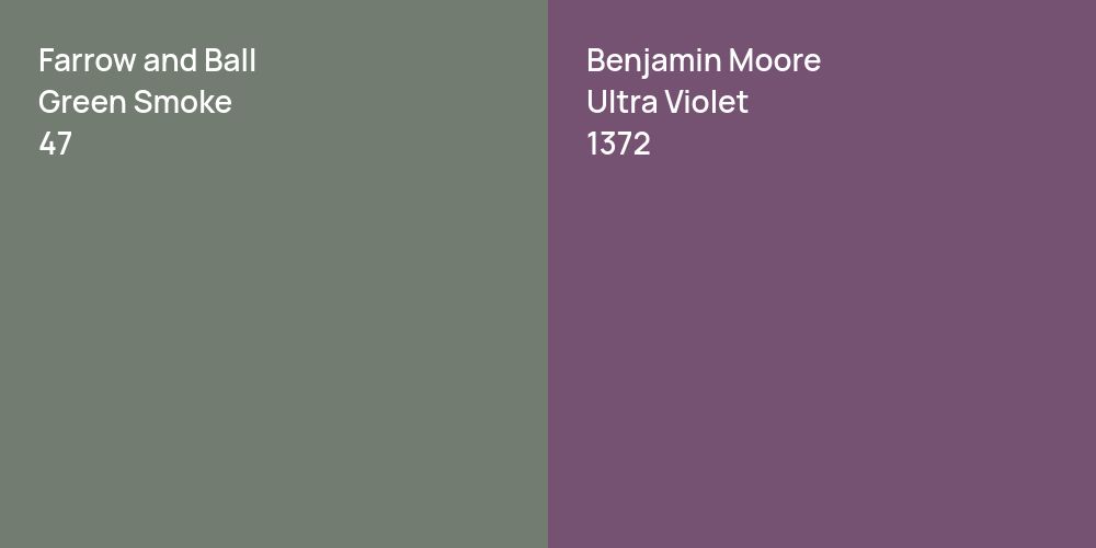 Farrow and Ball Green Smoke vs. Benjamin Moore Ultra Violet