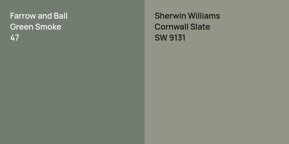 Farrow and Ball Green Smoke vs. Sherwin Williams Cornwall Slate