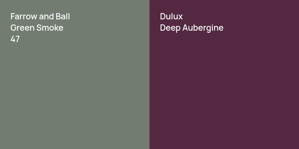 Farrow and Ball Green Smoke vs. Dulux Deep Aubergine