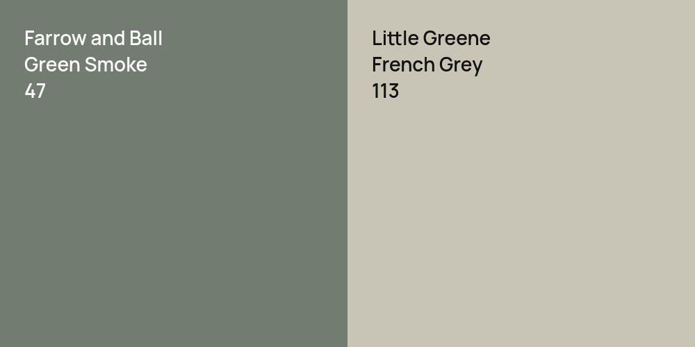 Farrow and Ball Green Smoke vs. Little Greene French Grey