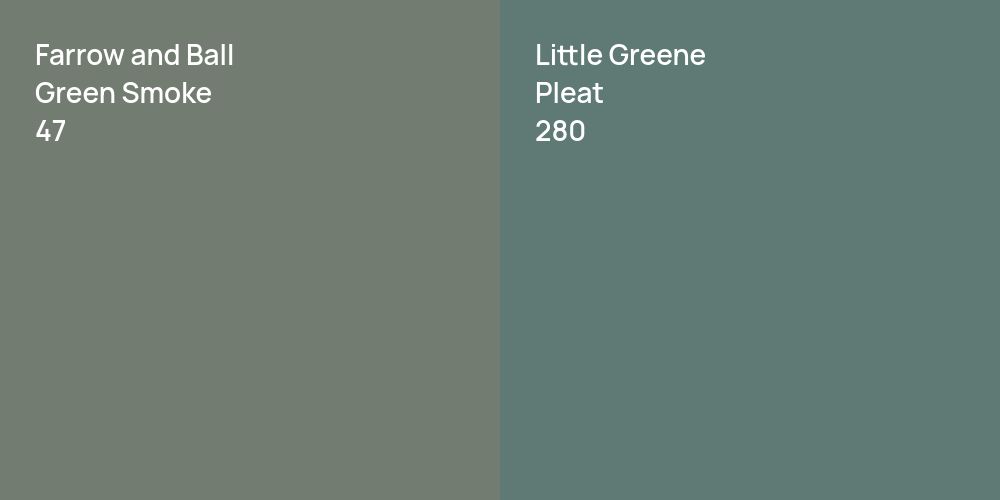 Farrow and Ball Green Smoke vs. Little Greene Pleat