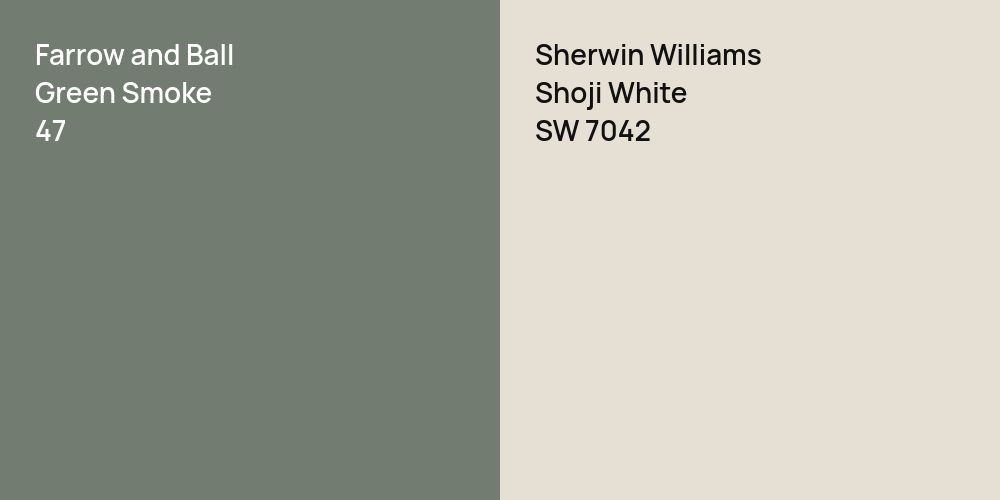 Farrow and Ball Green Smoke vs. Sherwin Williams Shoji White