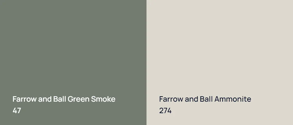 Farrow and Ball Green Smoke 47 vs Farrow and Ball Ammonite 274
