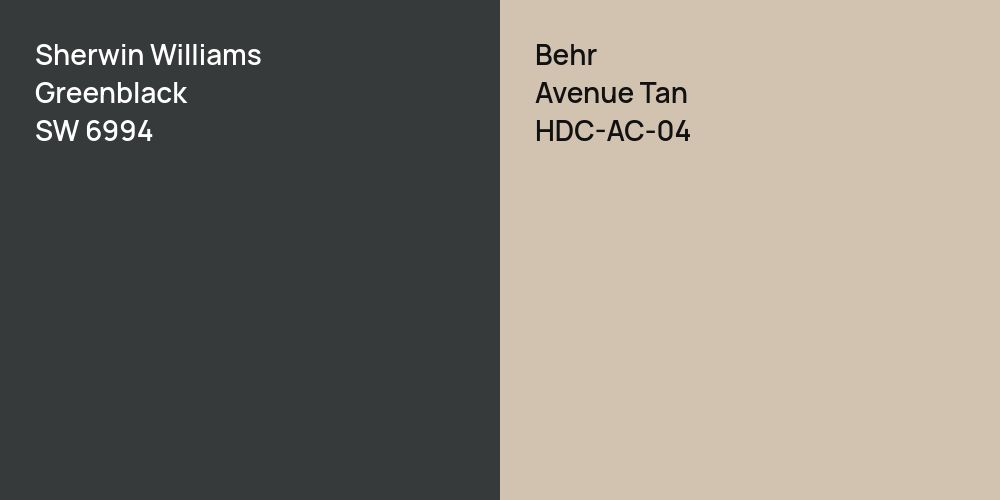 Sherwin Williams Greenblack vs. Behr Avenue Tan